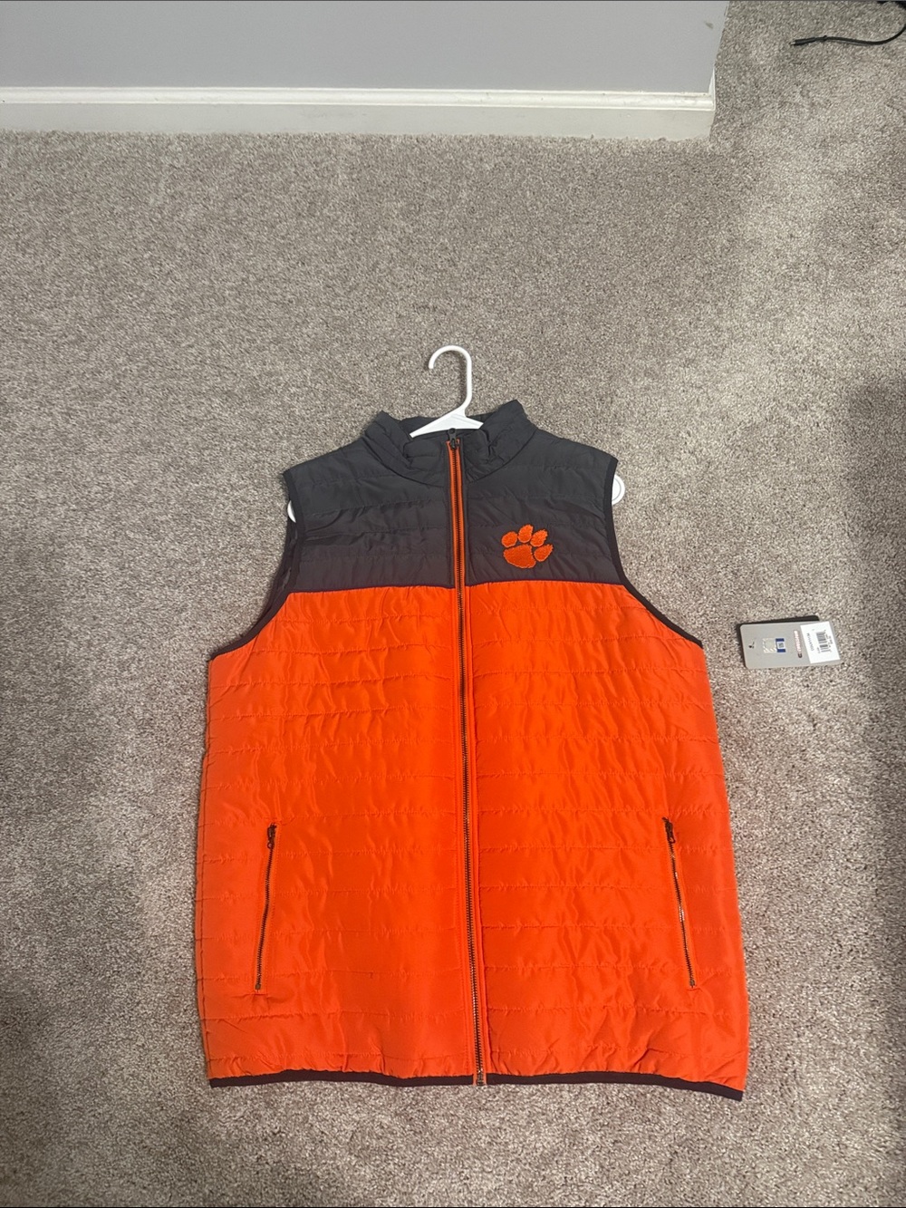 Colosseum Orange and Gray Quilted Men's Vest